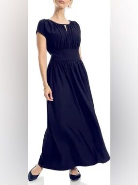 33. Max Studio • NWOT Navy Front Keyhole Maxi Dress PTP 17”-21”